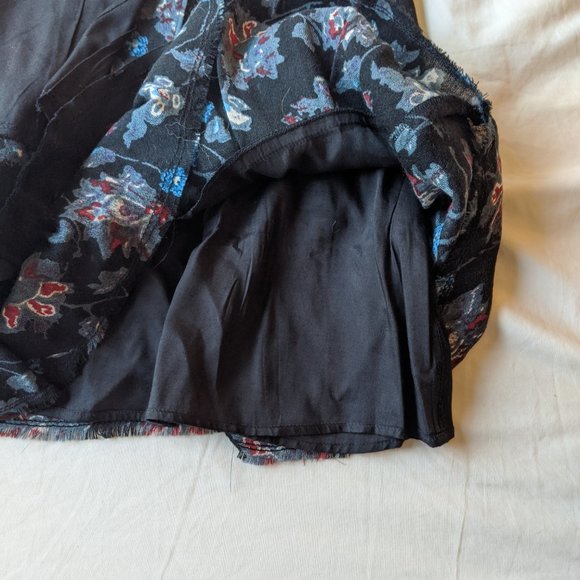 Free People Vintage Black Floral Large Mini Skirt - Picture 5 of 8